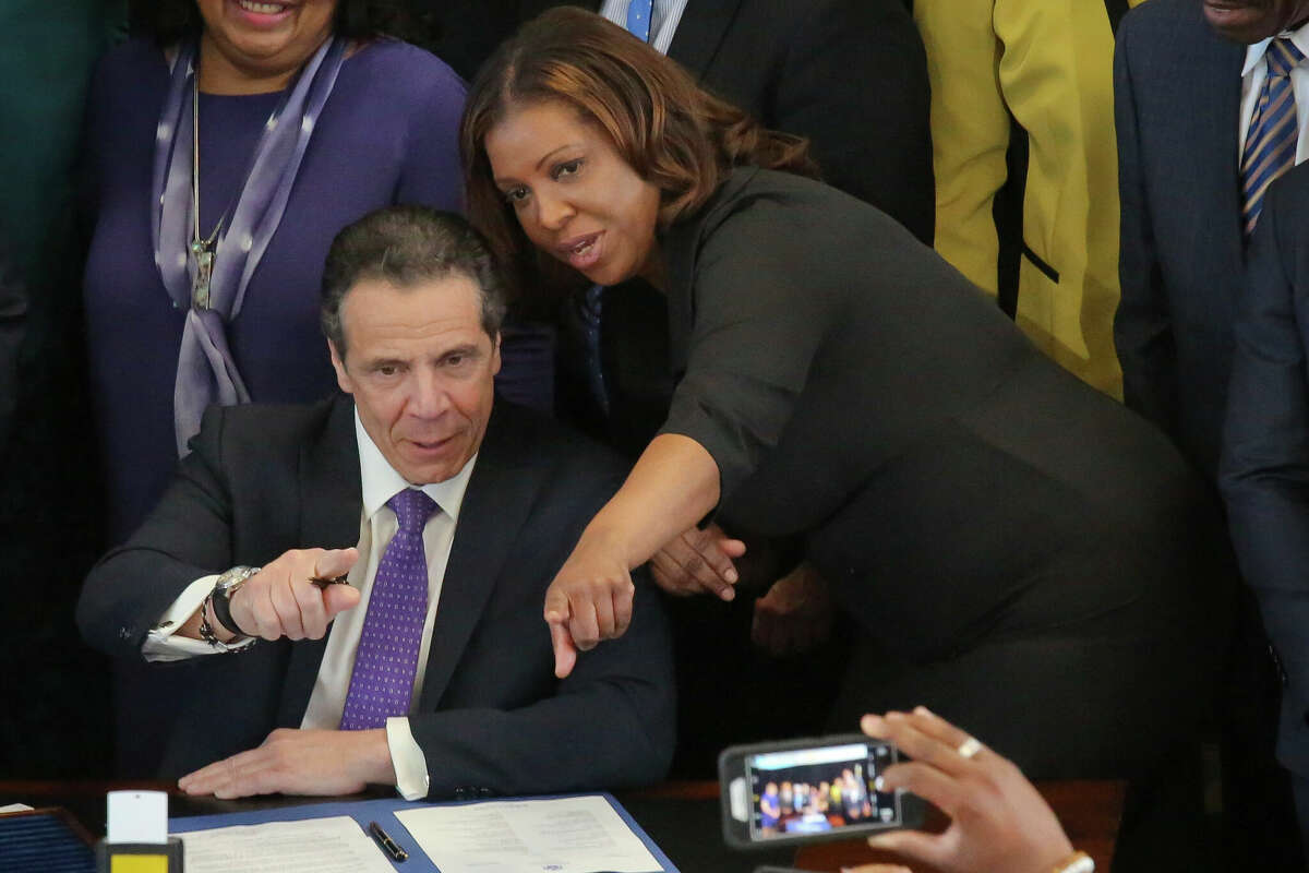 Letitia James with Gov. Andrew Cuomo in 2018.
