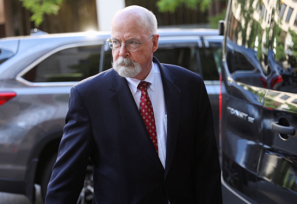Special Counsel John Durham departs the U.S. Federal Courthouse after opening arguments in the trial of Attorney Michael Sussmann, where Durham is prosecuting Sussmann on charges that Sussmann lied to the Federal Bureau of Investigation (FBI) while providing information about later discredited allegations of communications between the 2016 presidential campaign of former U.S. President Donald Trump and Russia, in Washington, U.S. May 17, 2022.  